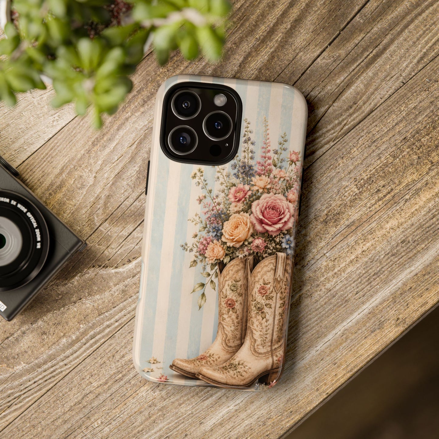Sunflower Porch Co Vintage Floral Cowboy Boots phone case | iPhone protective case