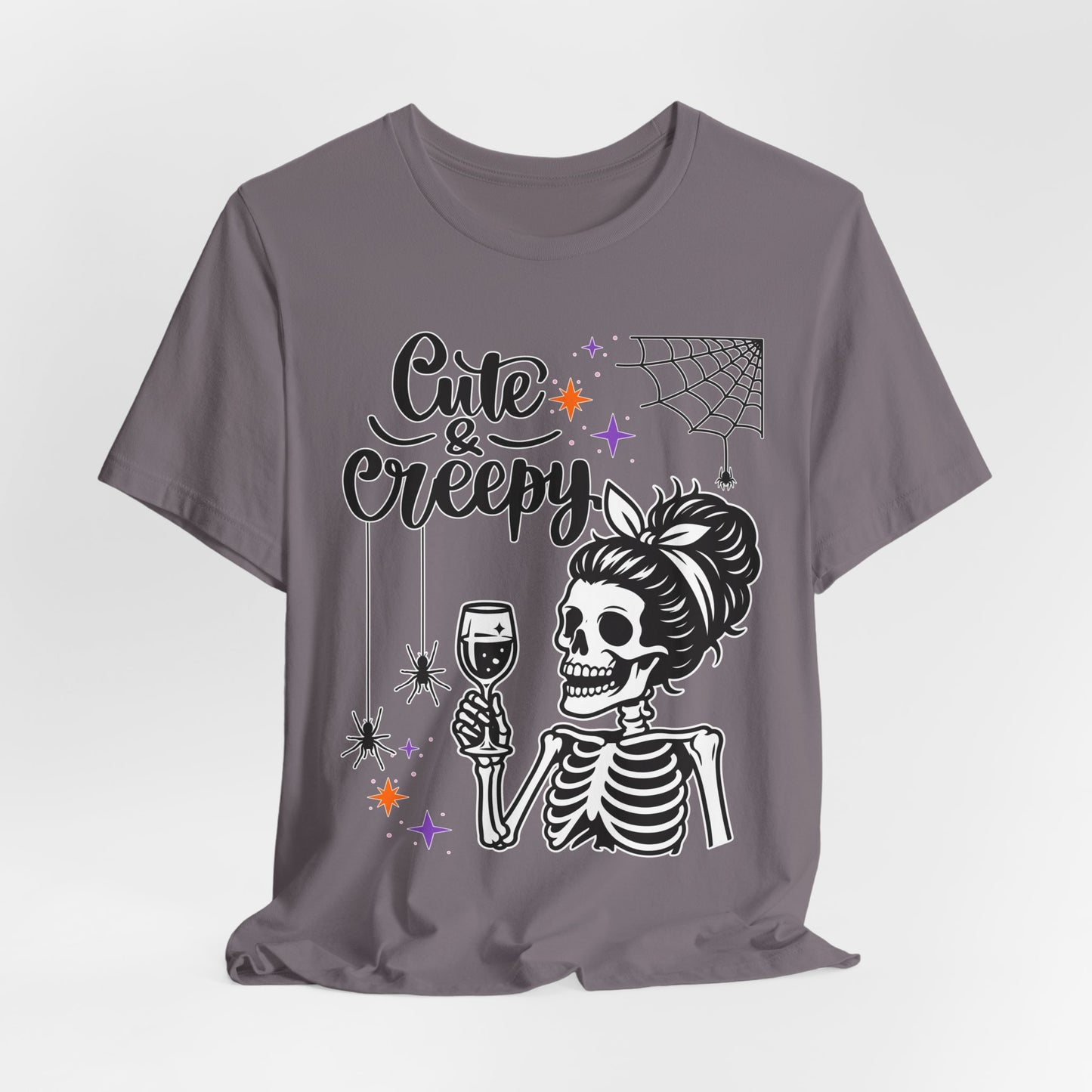 Cute & Creepy Skeleton Lady T-Shirt | Halloween Skull Wine Tee