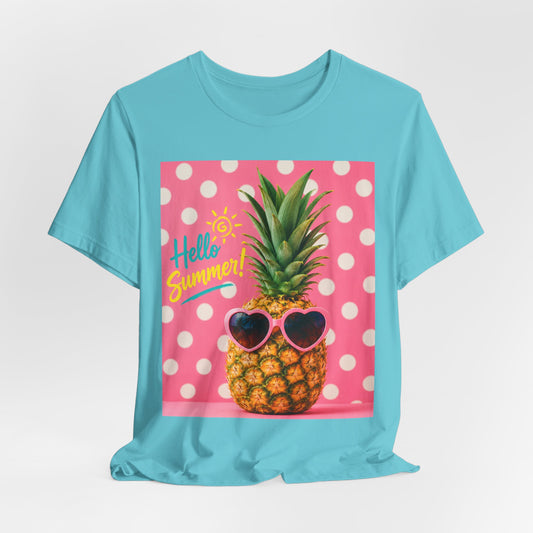Sunflower Porch Co Pineapple with Sunglasses Tee | Hello Summer Polka Dot Graphic