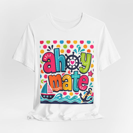 Sunflower Porch Co. Ahoy Mate Kids T-Shirt – Colorful Nautical Sailboat Tee