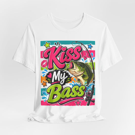 Sunflower Porch Co. Kiss My Bass T-Shirt – Funny Fishing Tee with Bass Graphic