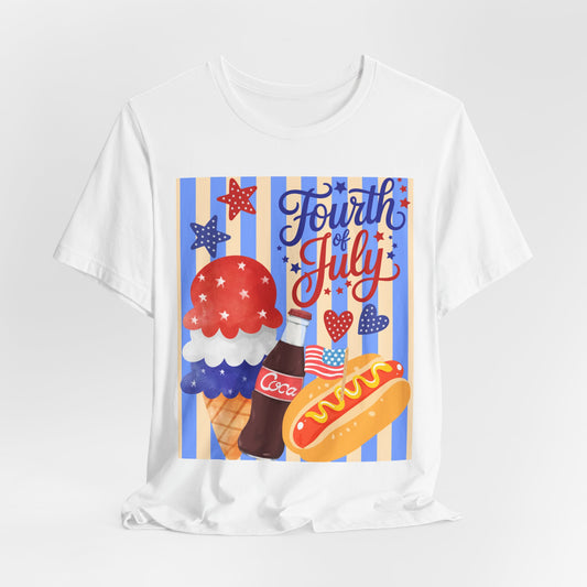 Sunflower Porch Co Fourth of July Ice Cream Hot Dog Tee | Patriotic Summer Independence Day Shirt