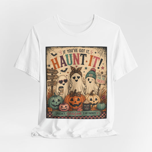 Sunflower Porch Co Haunt It! Ghosts and Pumpkins Tee | Halloween spooky vintage graphic