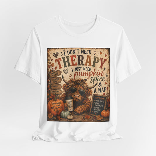 Sunflower Porch Co Pumpkin Spice & A Nap Highland Cow Tee | Fall Autumn Cozy Shirt