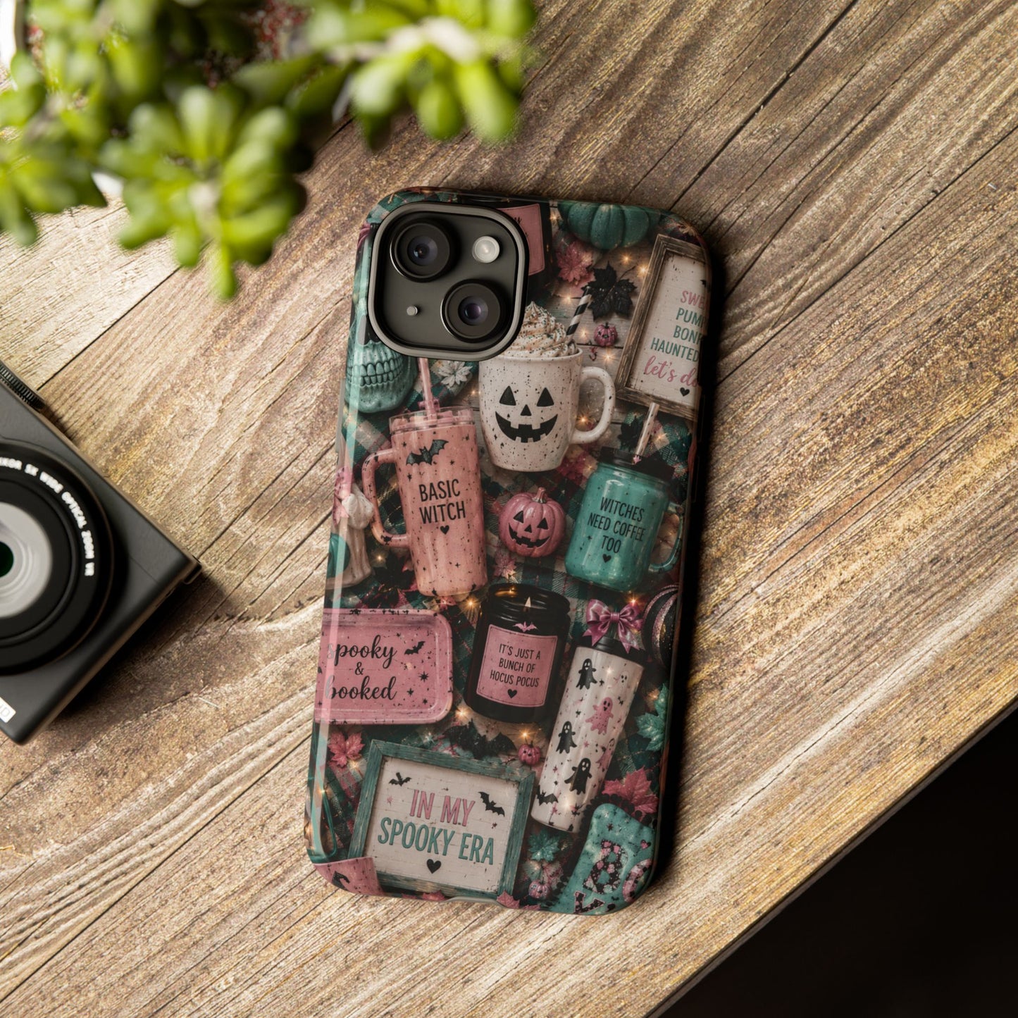 Sunflower Porch Co Spooky Mugs & Pumpkins Tough Cases | Halloween Collage Phone Case