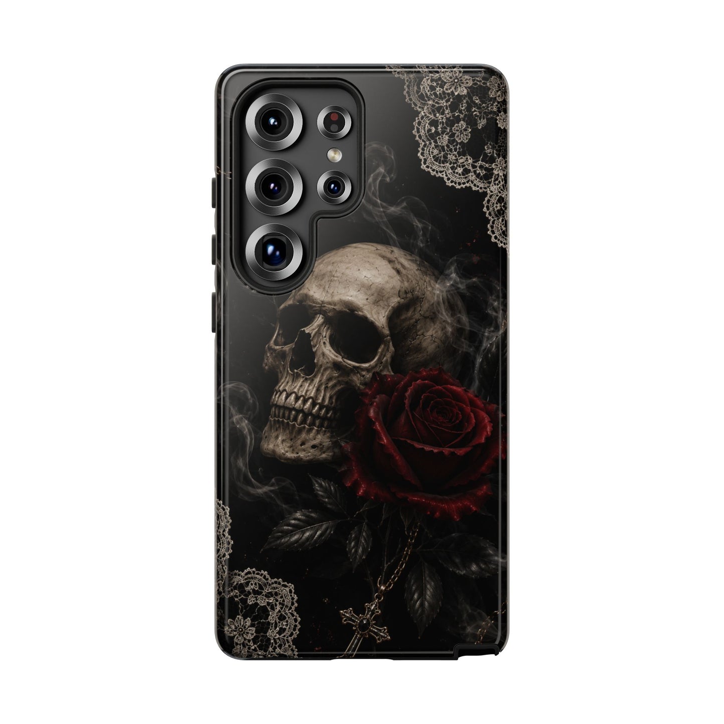 Sunflower Porch Co Skull with Red Rose phone case | Tough Cases