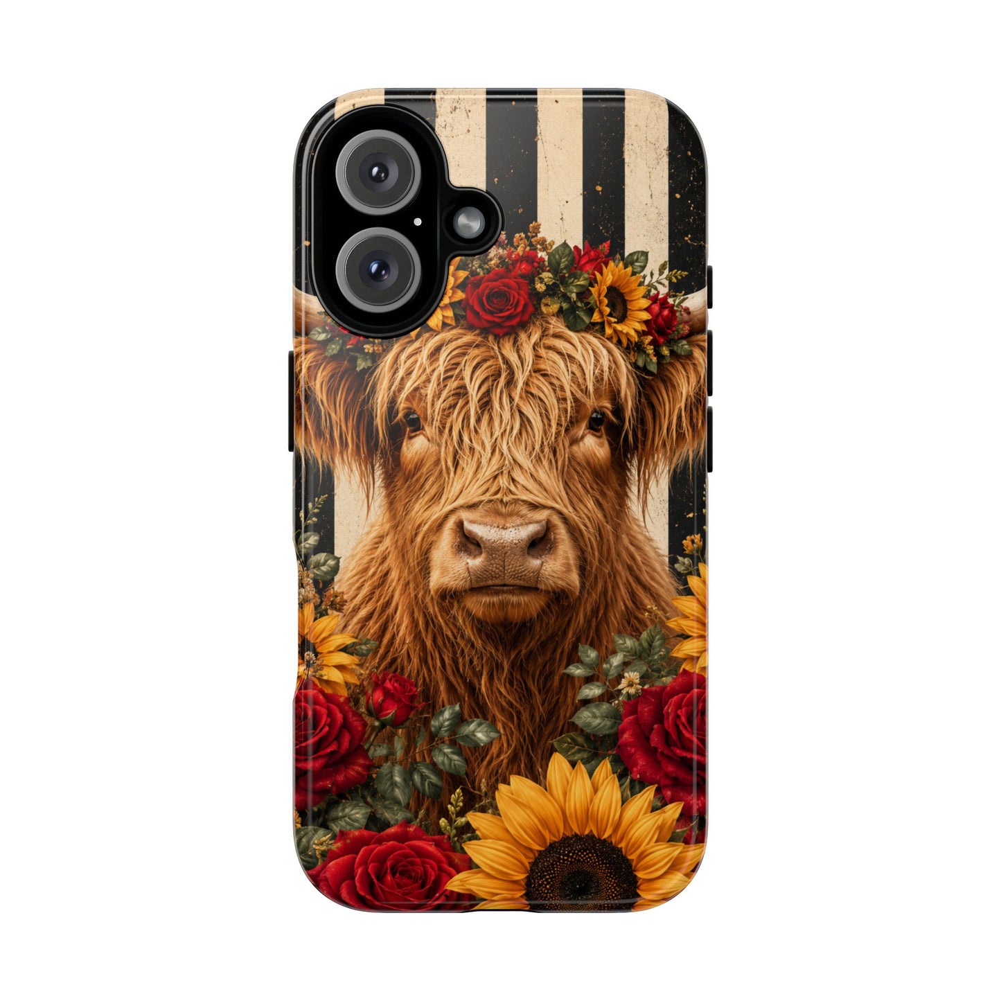 Sunflower Porch Co Highland Cow Floral Crown phone case | Tough Cases