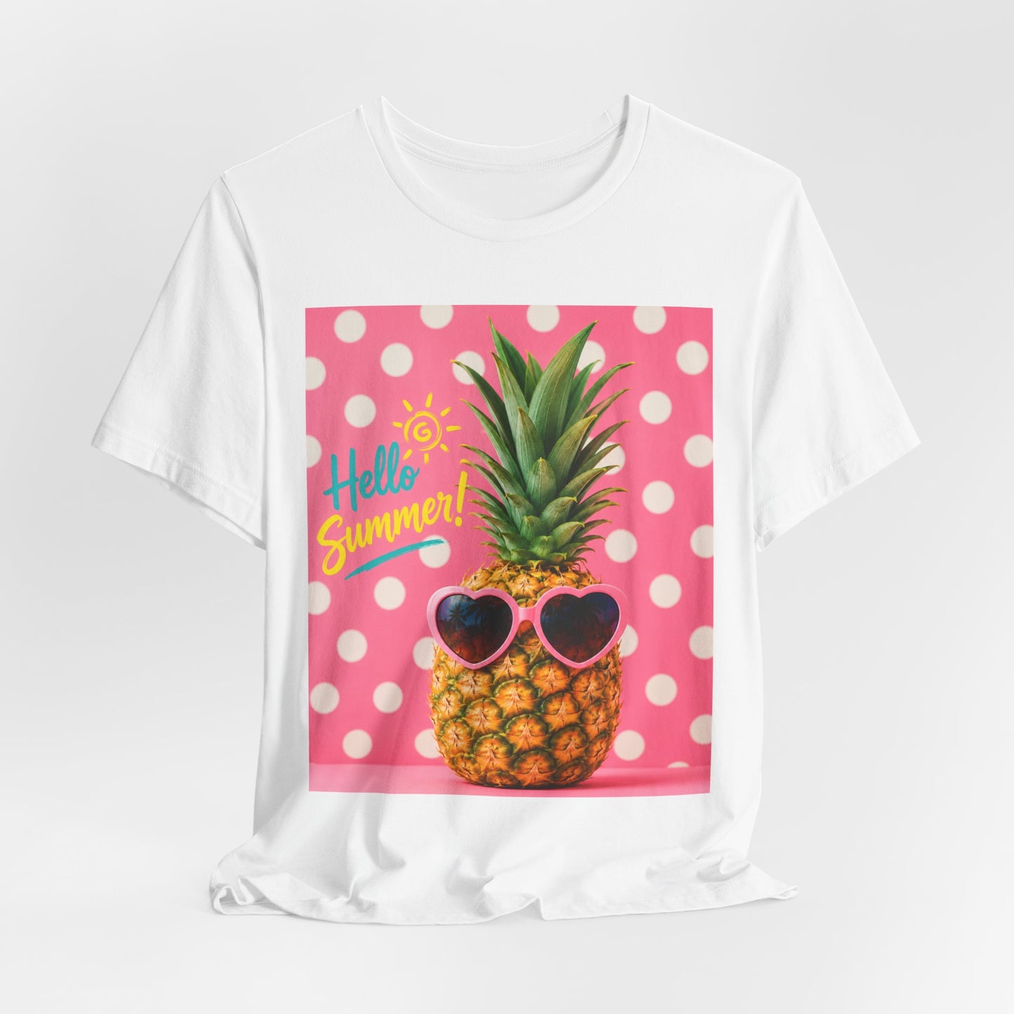 Sunflower Porch Co Pineapple with Sunglasses Tee | Hello Summer Polka Dot Graphic