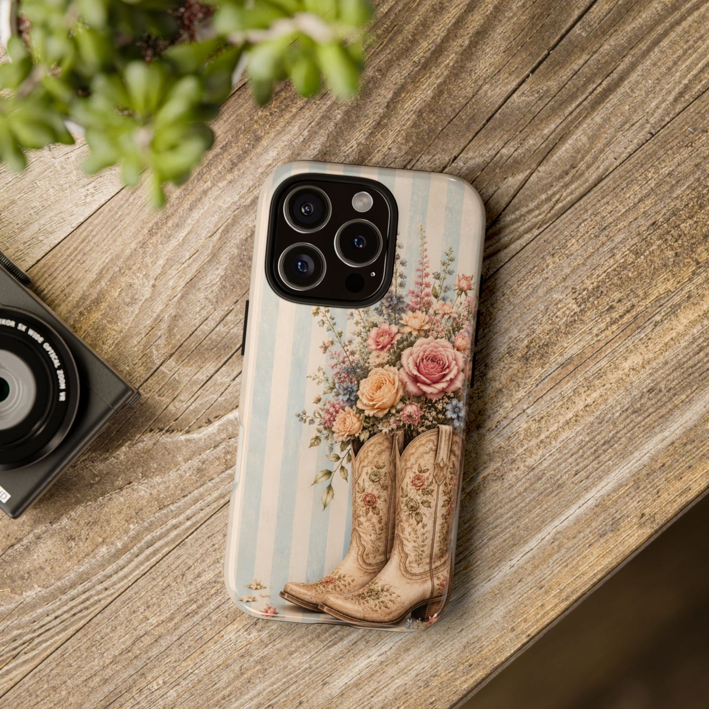 Sunflower Porch Co Vintage Floral Cowboy Boots phone case | iPhone protective case