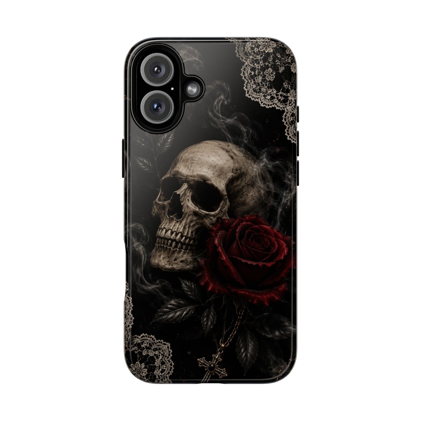Sunflower Porch Co Skull with Red Rose phone case | Tough Cases