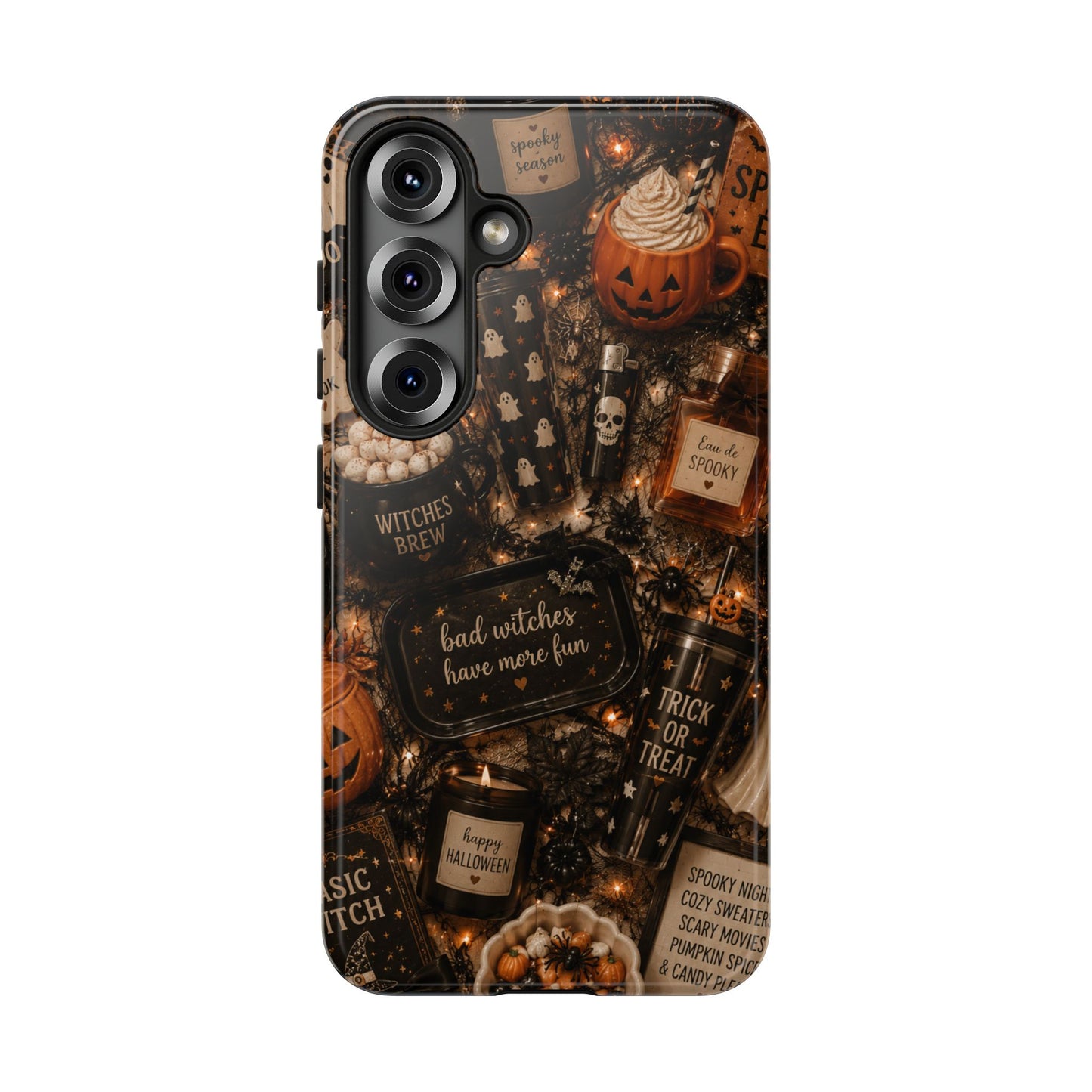 Sunflower Porch Co Halloween Collage phone case | spooky pumpkin witchy design