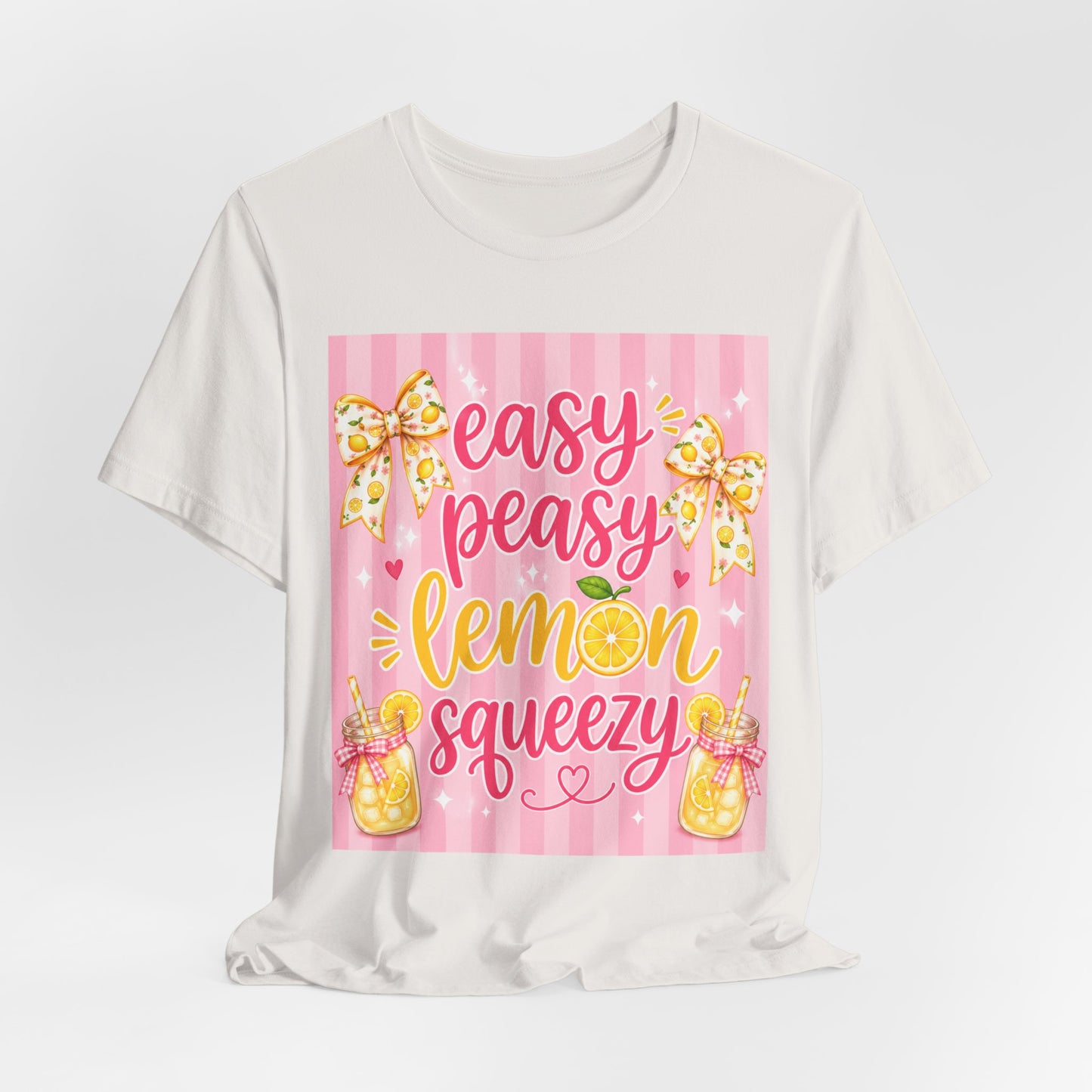 SunflowerPorchCo Easy Peasy Lemon Squeezy T-Shirt | Lemonade Floral Bow Summer Graphic