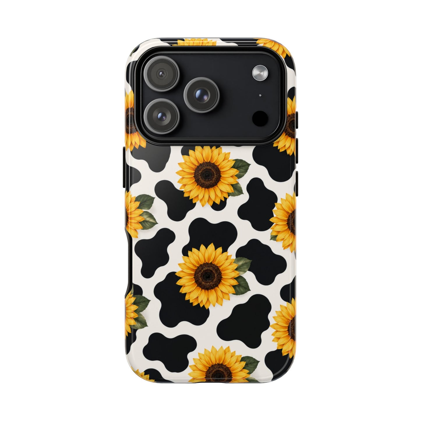 Sunflower Cow Print Tough Case | Phone Case, Floral Farm Animal Pattern