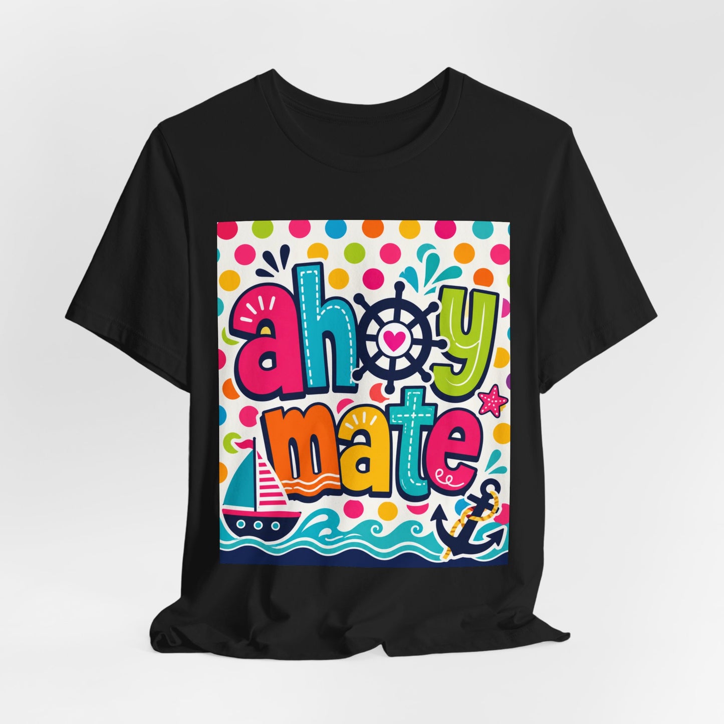 Sunflower Porch Co. Ahoy Mate Kids T-Shirt – Colorful Nautical Sailboat Tee