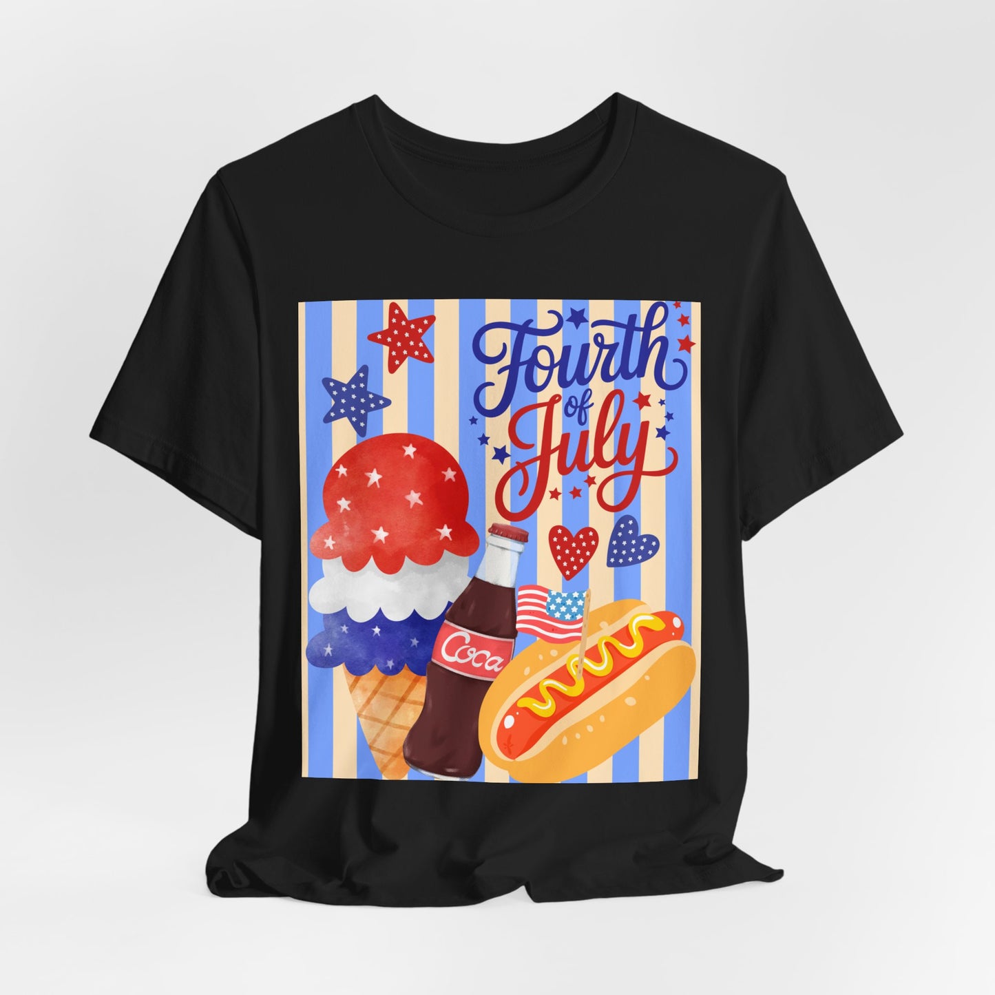 Sunflower Porch Co Fourth of July Ice Cream Hot Dog Tee | Patriotic Summer Independence Day Shirt