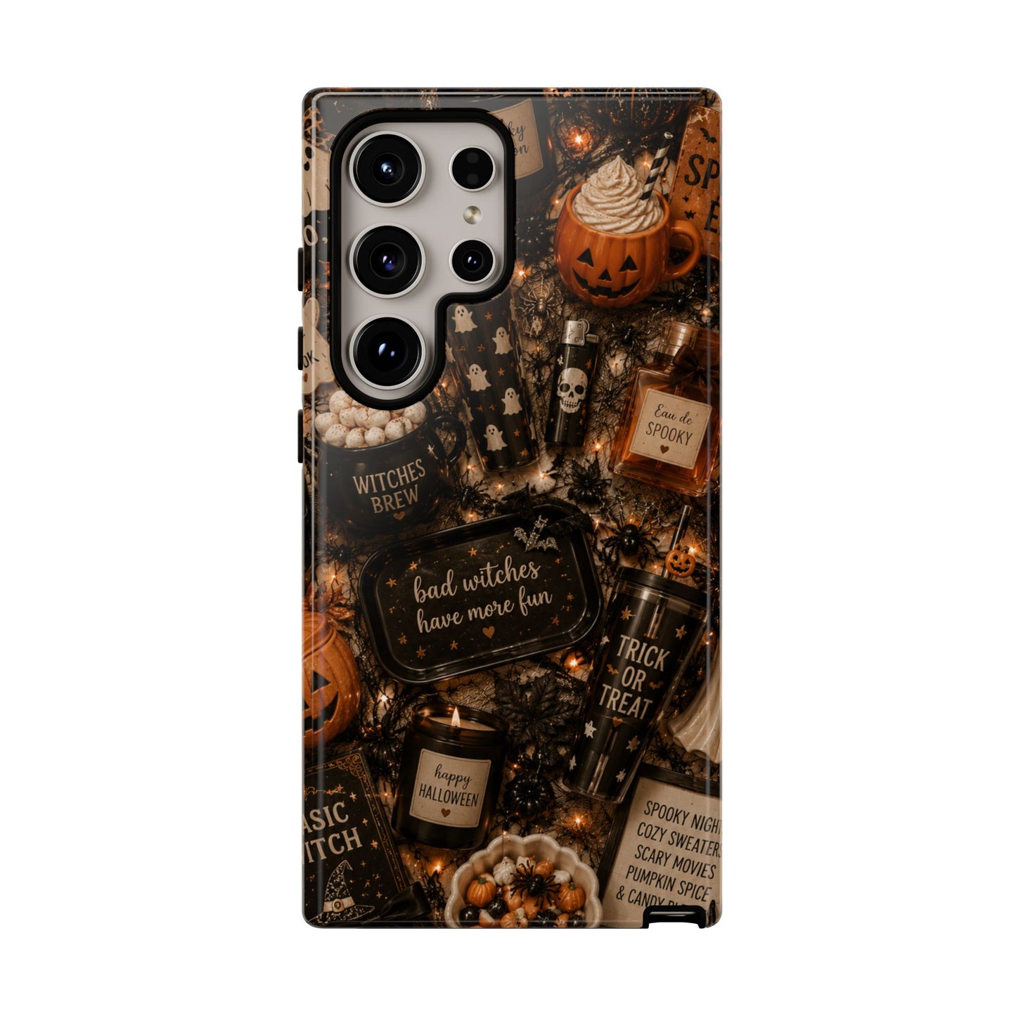 Sunflower Porch Co Halloween Collage phone case | spooky pumpkin witchy design