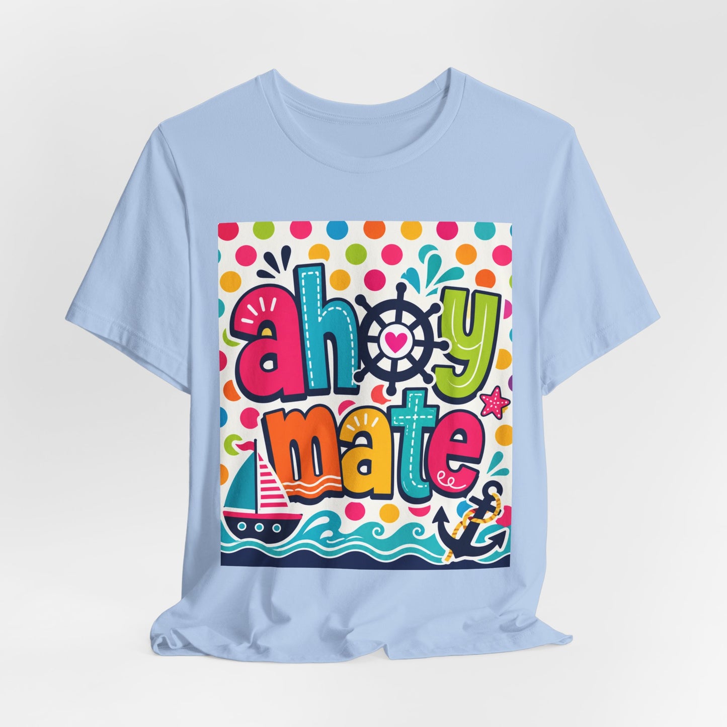 Sunflower Porch Co. Ahoy Mate Kids T-Shirt – Colorful Nautical Sailboat Tee