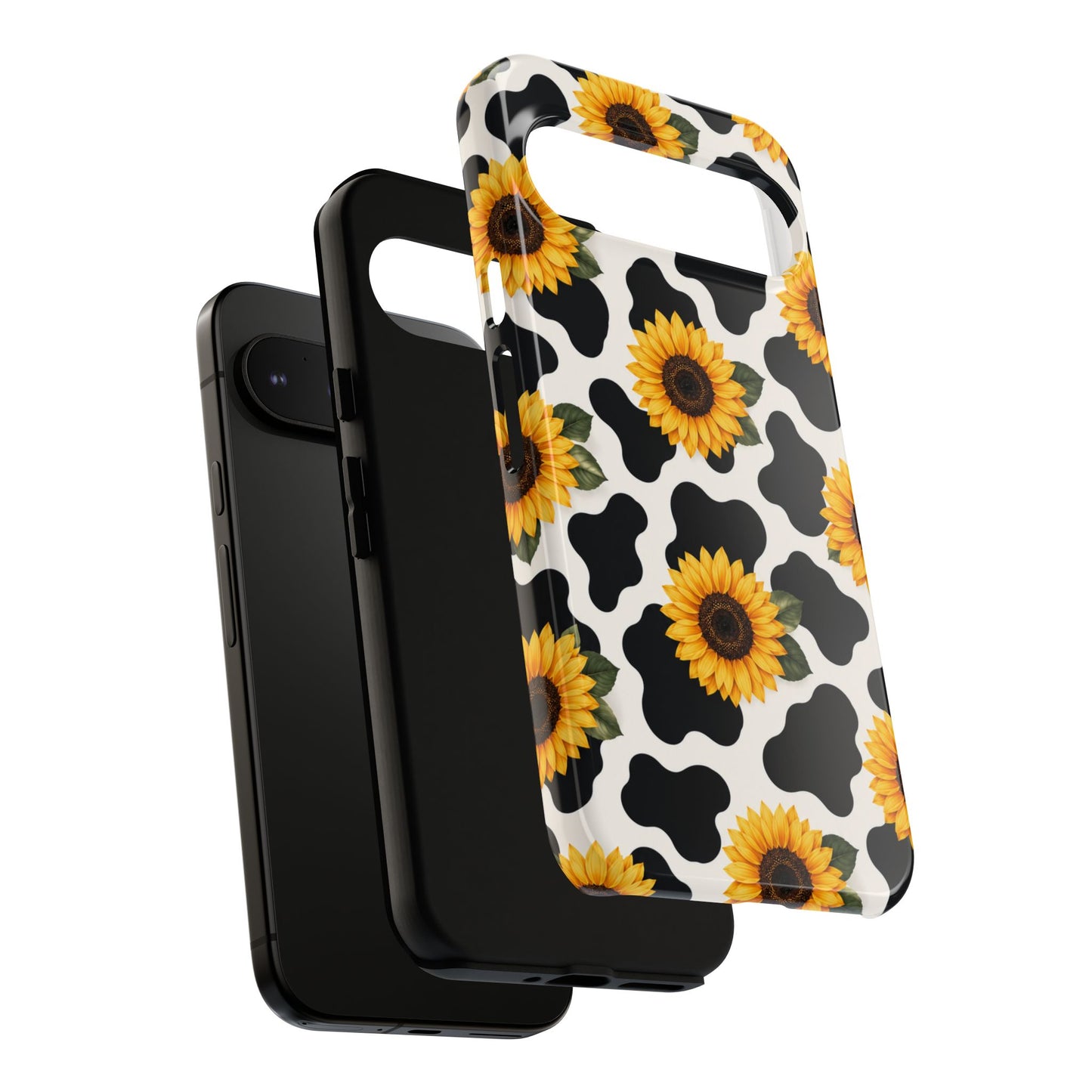 Sunflower Cow Print Tough Case | Phone Case, Floral Farm Animal Pattern
