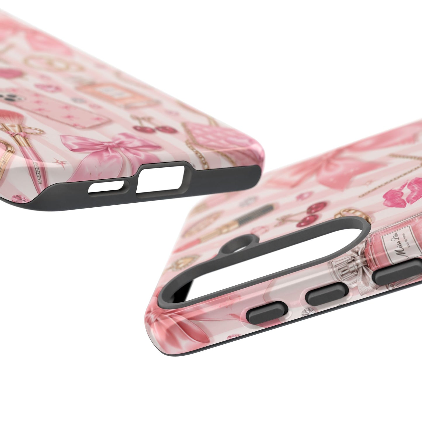Pink Glam Pattern phone case | Makeup, bows, perfume, lipstick design