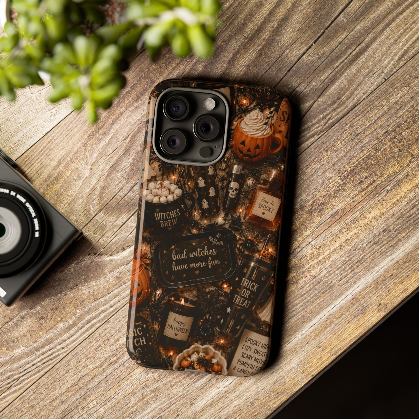 Sunflower Porch Co Halloween Collage phone case | spooky pumpkin witchy design