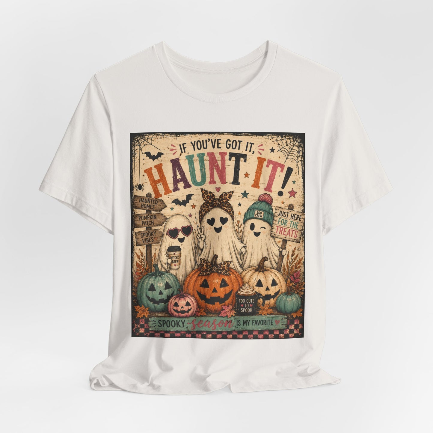 Sunflower Porch Co Haunt It! Ghosts and Pumpkins Tee | Halloween spooky vintage graphic