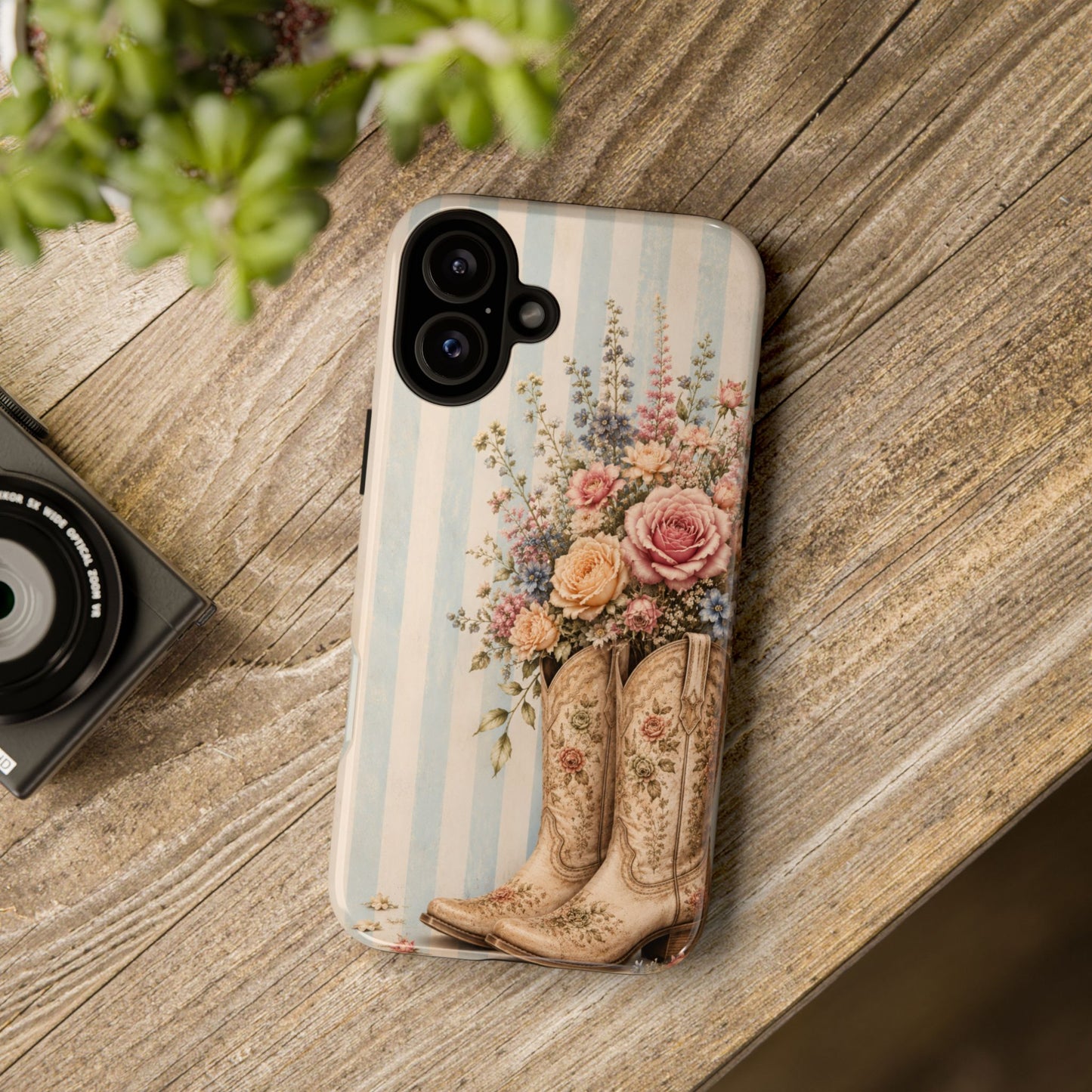 Sunflower Porch Co Vintage Floral Cowboy Boots phone case | iPhone protective case