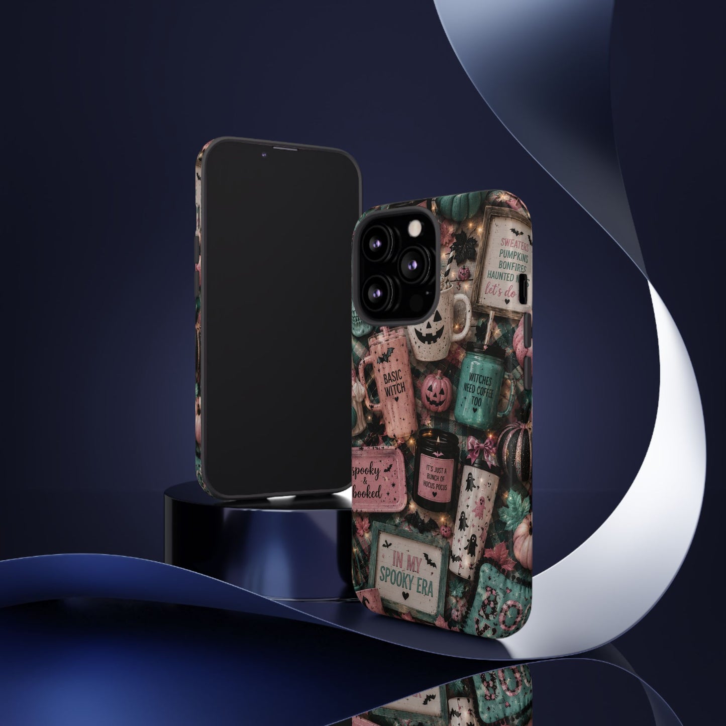 Sunflower Porch Co Spooky Mugs & Pumpkins Tough Cases | Halloween Collage Phone Case