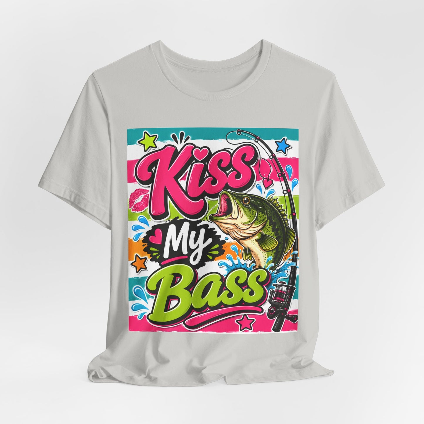 Sunflower Porch Co. Kiss My Bass T-Shirt – Funny Fishing Tee with Bass Graphic