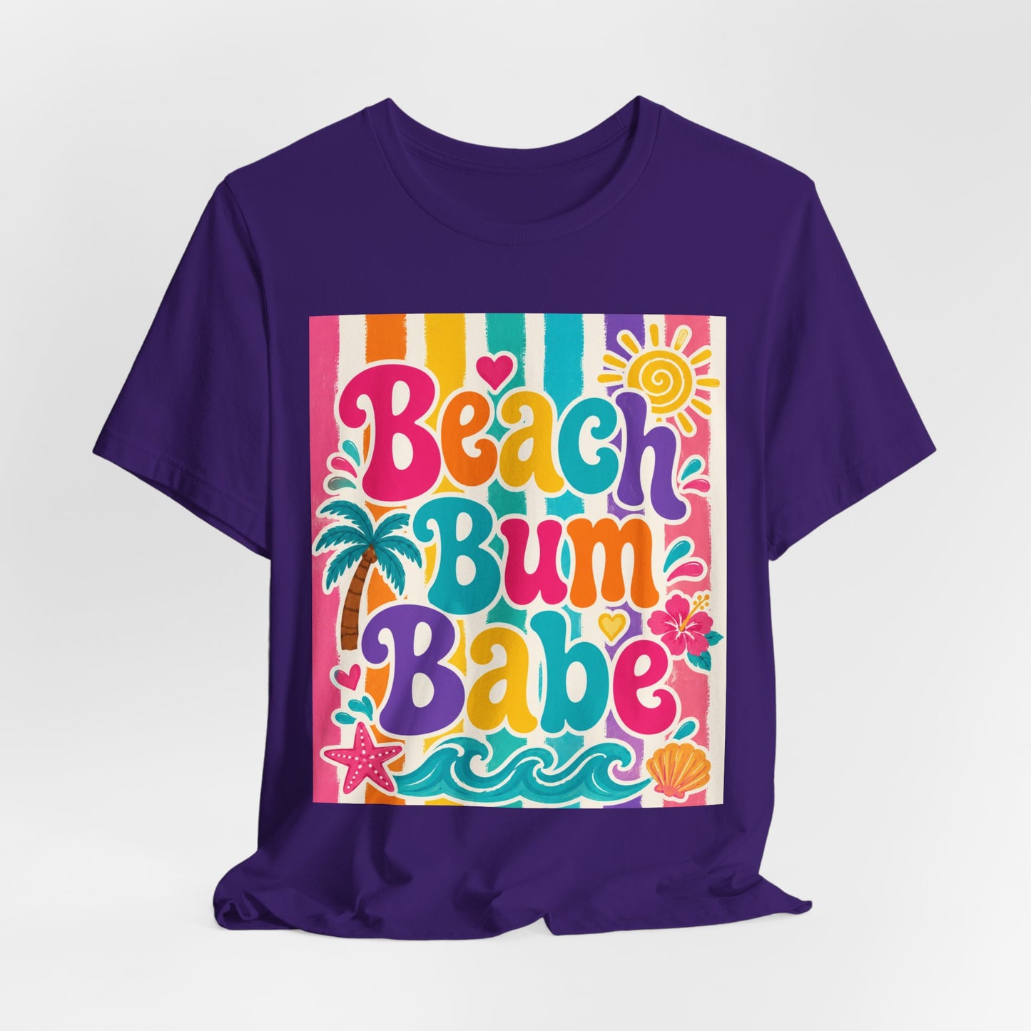 Sunflower Porch Co. Beach Bum Babe T-Shirt — Colorful Retro Tropical Summer Tee