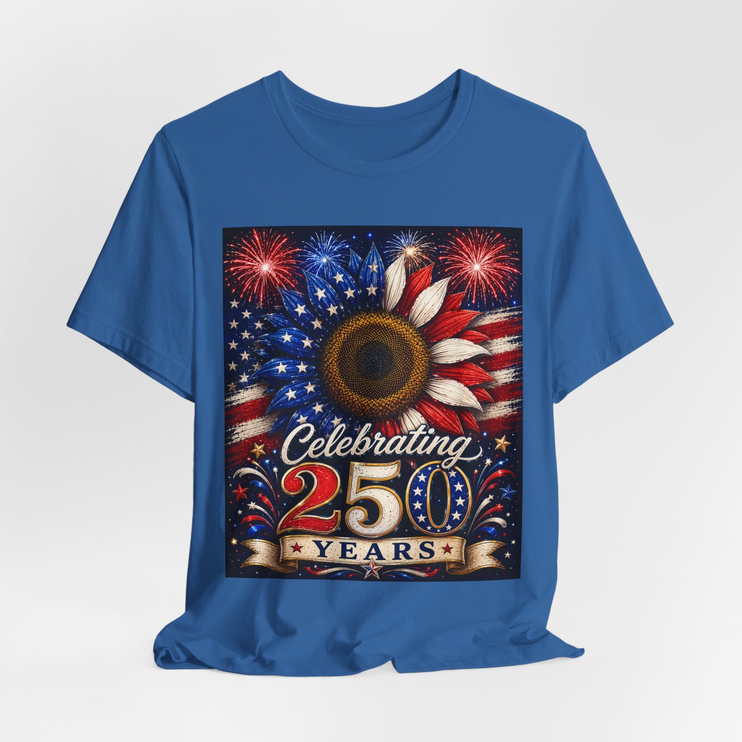 Sunflower Porch Co Celebrating 250 Years American Flag Sunflower T-Shirt