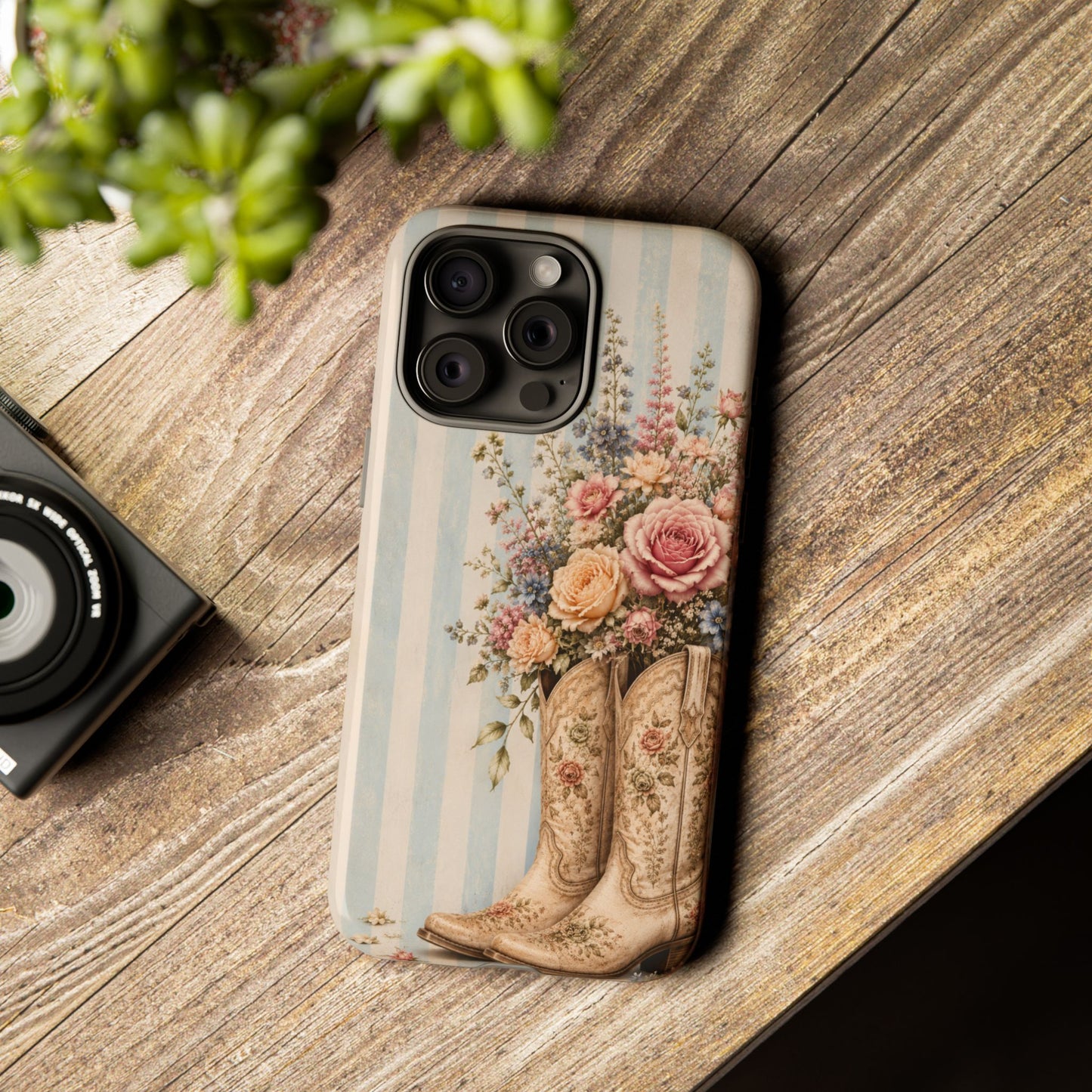 Sunflower Porch Co Vintage Floral Cowboy Boots phone case | iPhone protective case