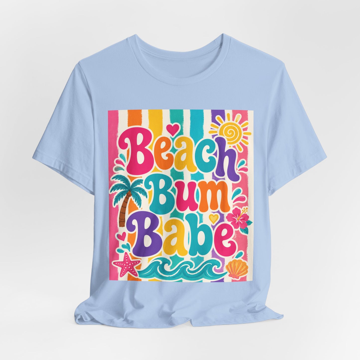 Sunflower Porch Co. Beach Bum Babe T-Shirt — Colorful Retro Tropical Summer Tee