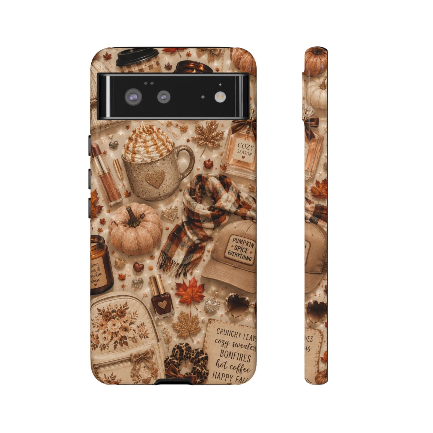 Sunflower Porch Co Cozy Autumn Mug and Pumpkin Pattern Phone Case | Fall Aesthetic