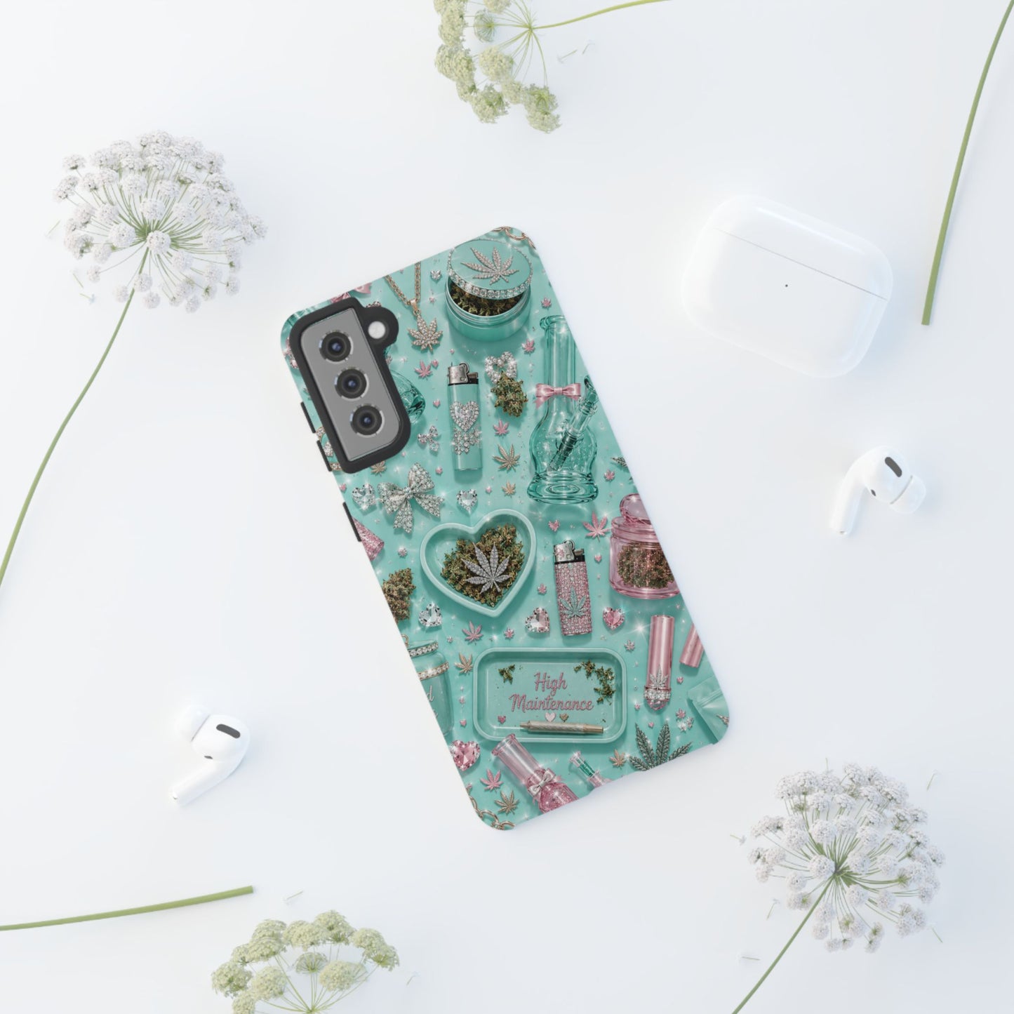 Sunflower Porch Co Mint Cannabis Pattern Phone Case | Tough Case