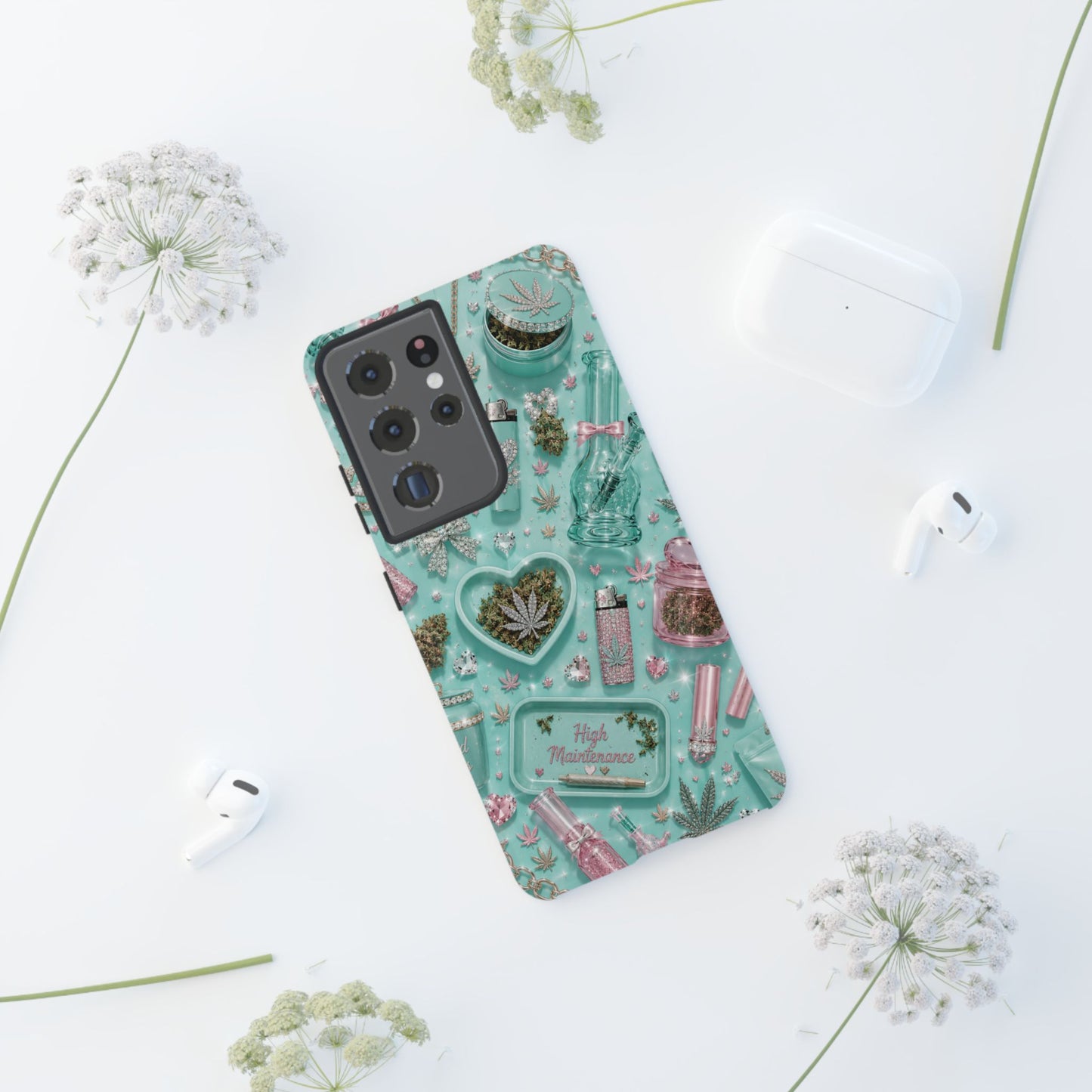 Sunflower Porch Co Mint Cannabis Pattern Phone Case | Tough Case