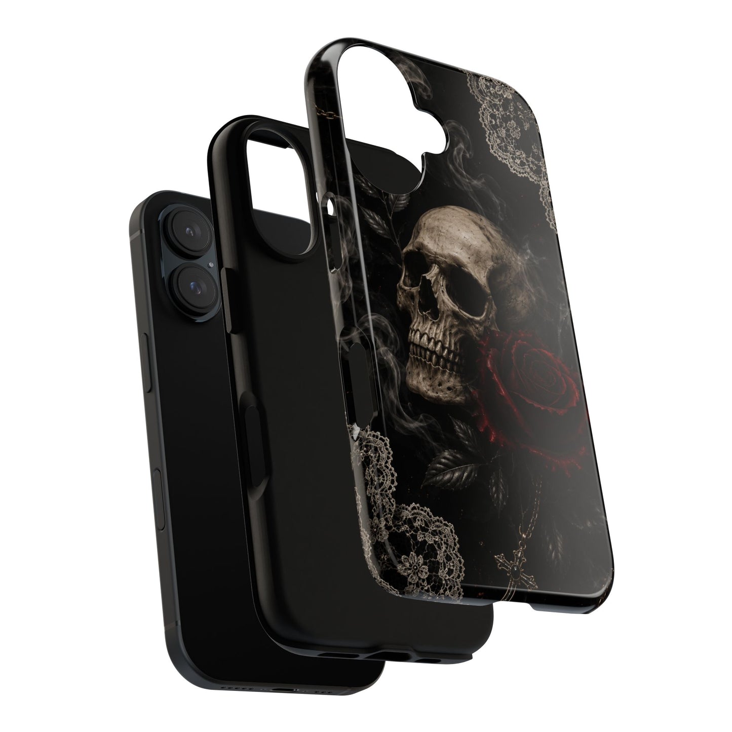Sunflower Porch Co Skull with Red Rose phone case | Tough Cases