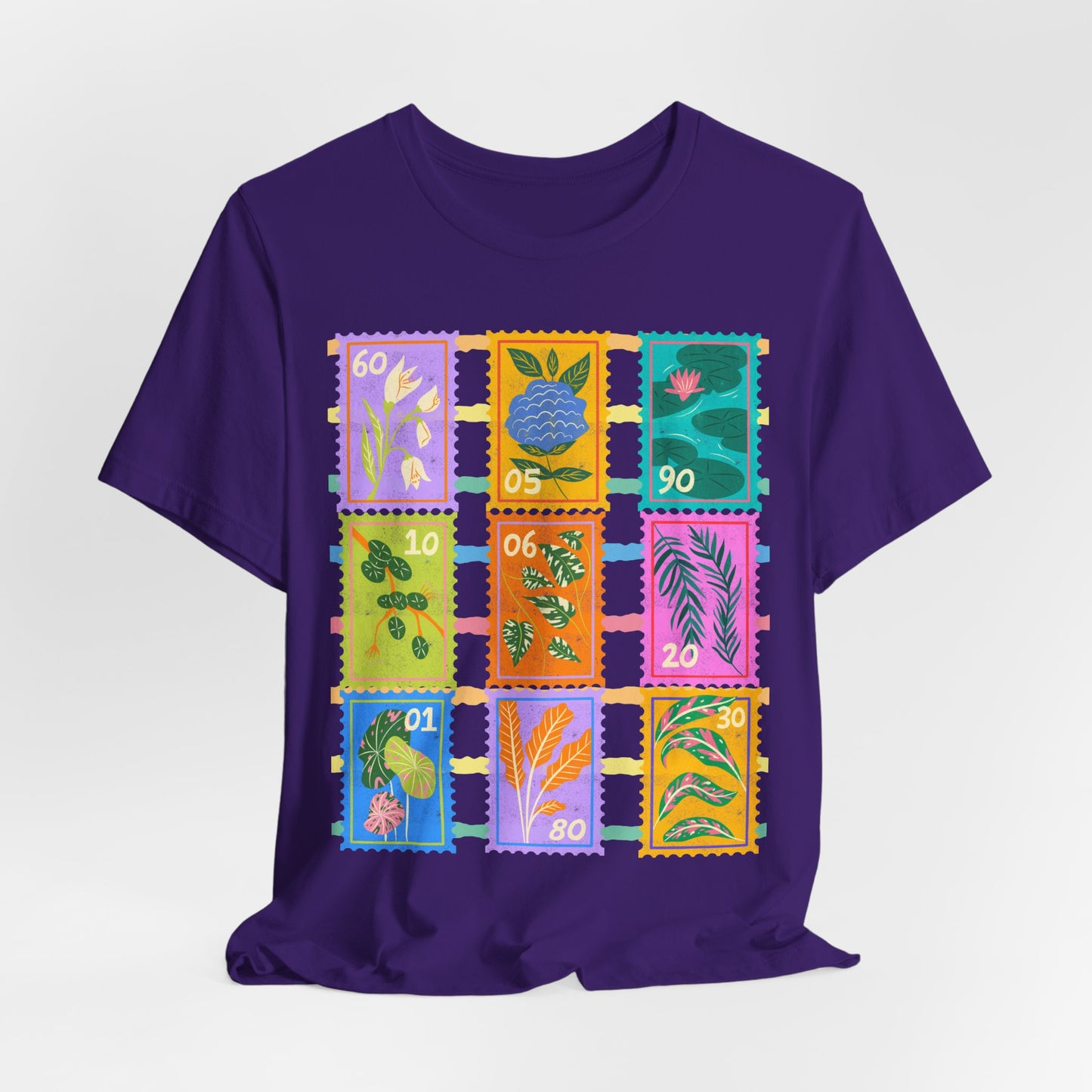 SunflowerPorchCo Vintage Botanical Stamp Collage Tee | Floral Postage Stamp T-Shirt