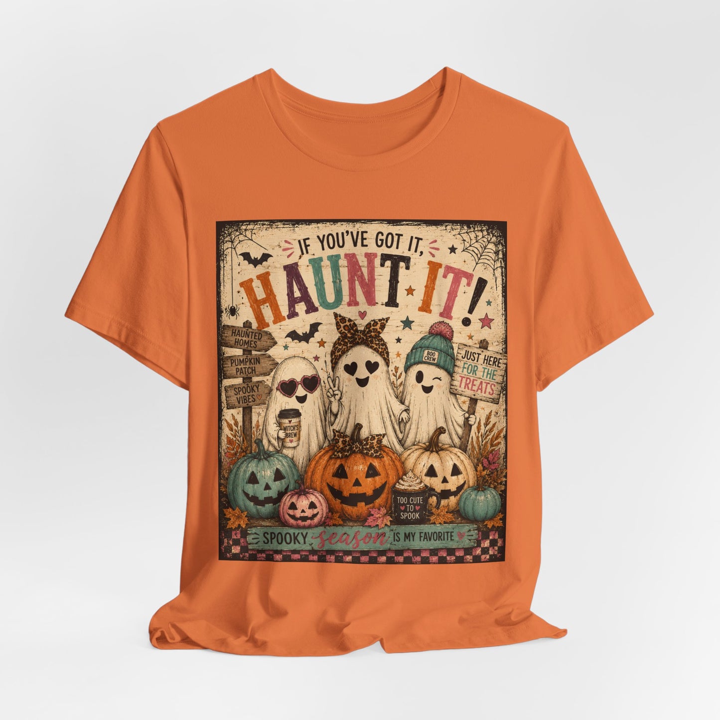 Sunflower Porch Co Haunt It! Ghosts and Pumpkins Tee | Halloween spooky vintage graphic