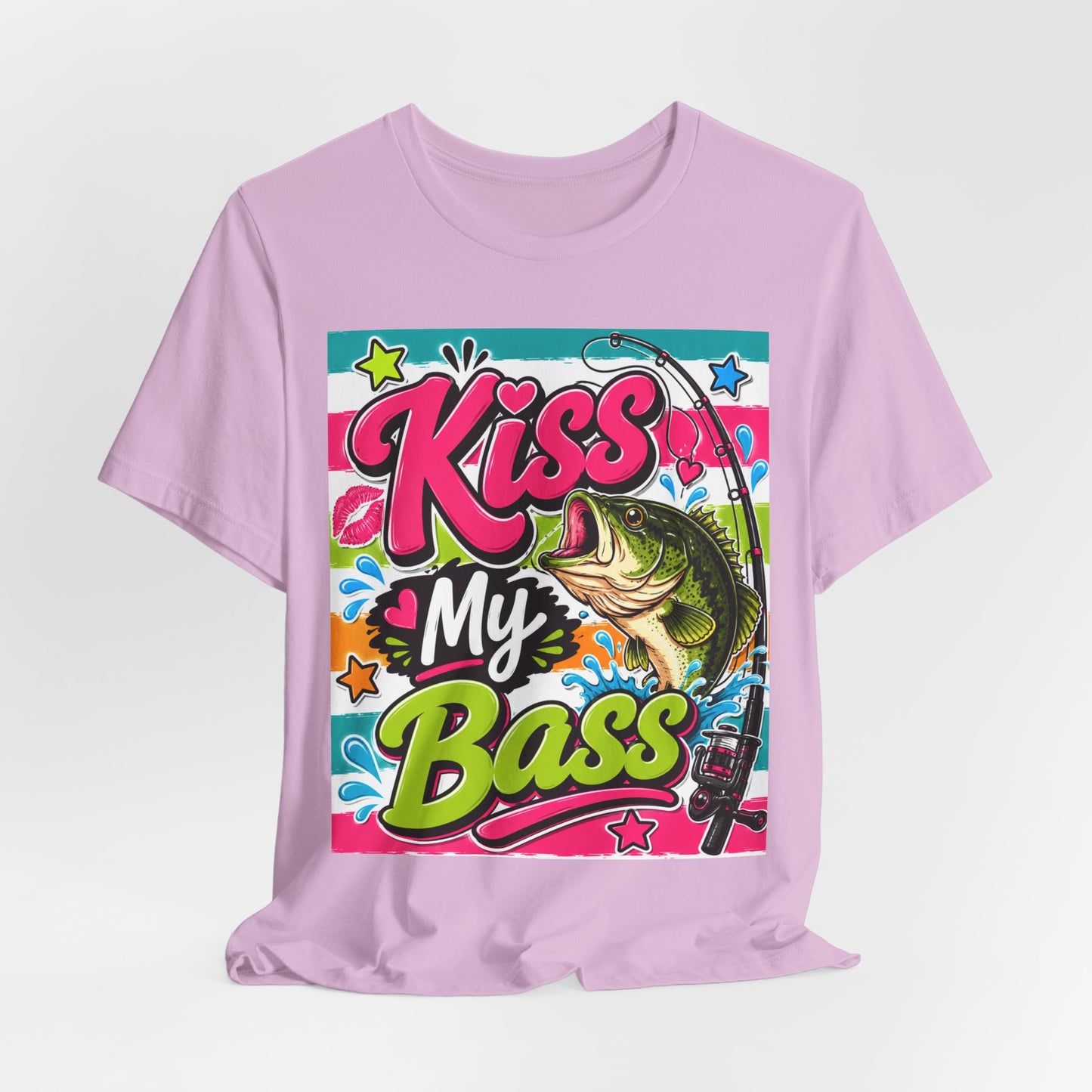 Sunflower Porch Co. Kiss My Bass T-Shirt – Funny Fishing Tee with Bass Graphic
