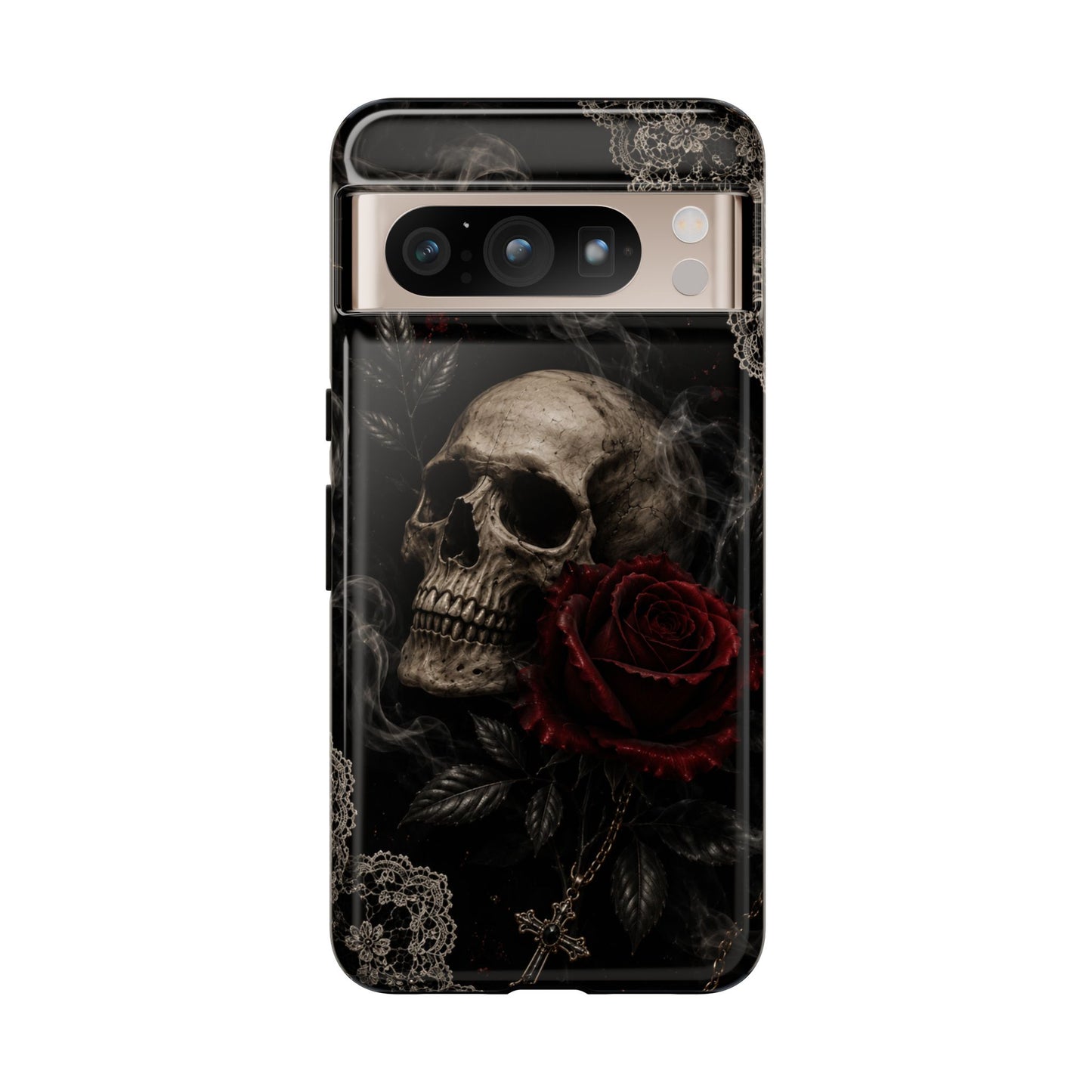 Sunflower Porch Co Skull with Red Rose phone case | Tough Cases