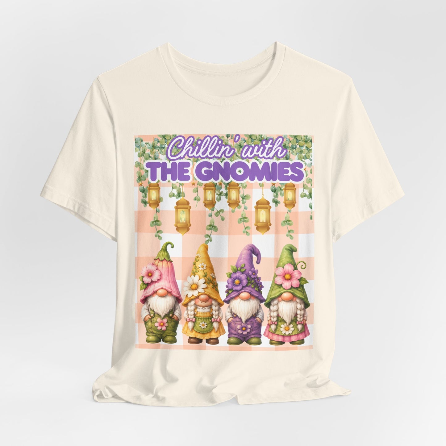 SunflowerPorchCo Chillin with the Gnomes T-Shirt | Gnome Garden Tee, Floral Gnome Design