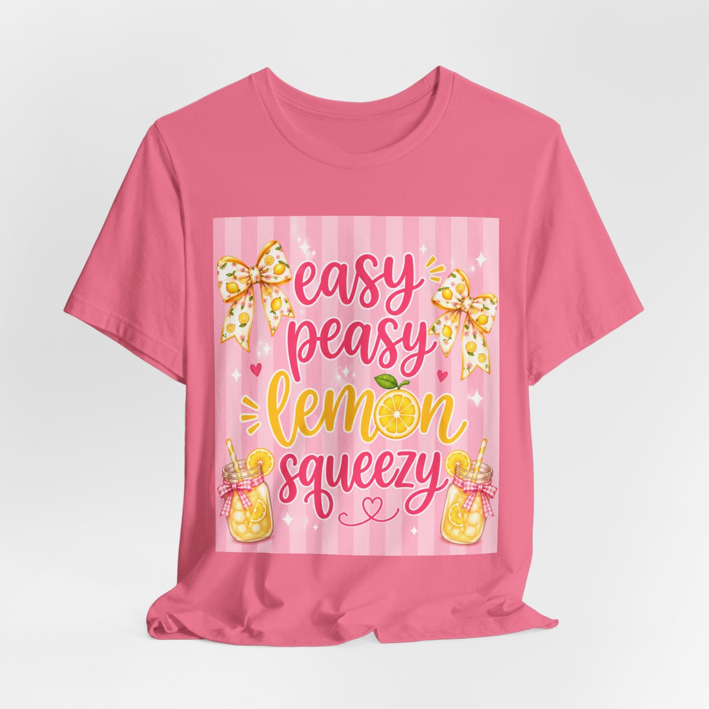 SunflowerPorchCo Easy Peasy Lemon Squeezy T-Shirt | Lemonade Floral Bow Summer Graphic