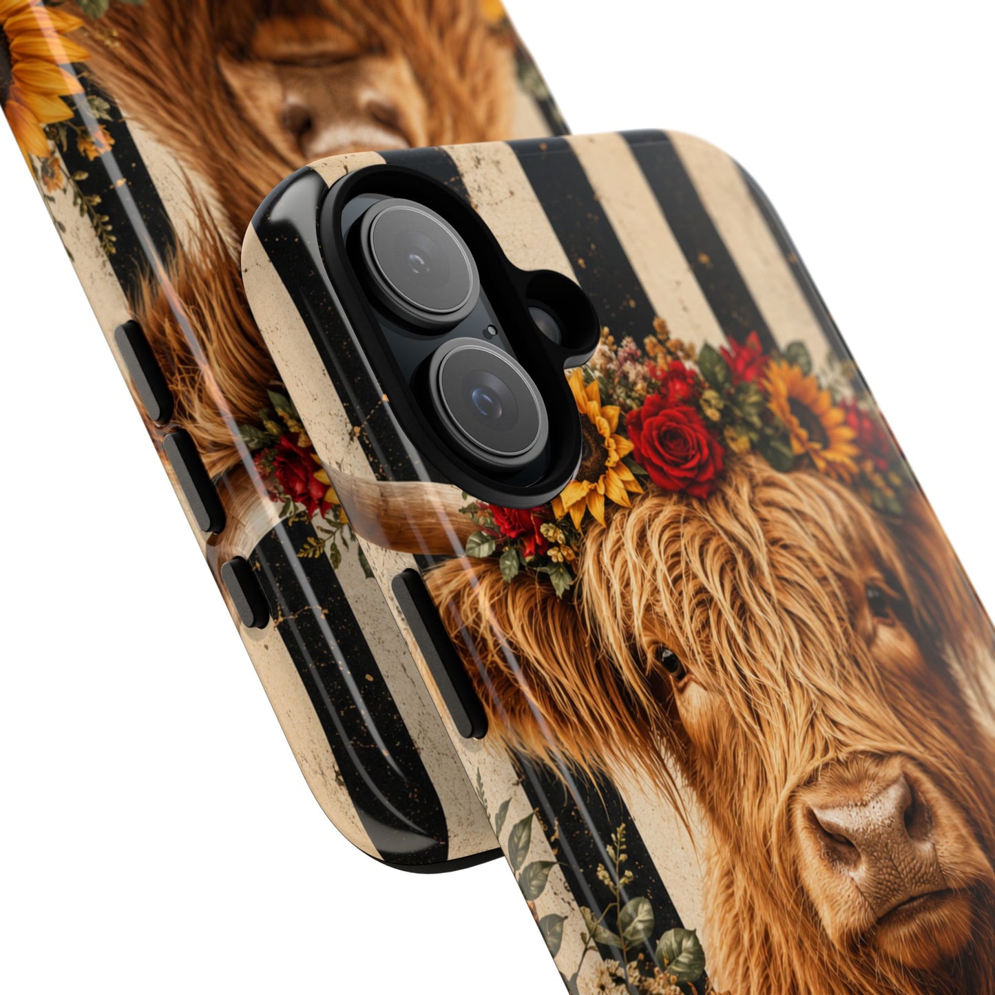 Sunflower Porch Co Highland Cow Floral Crown phone case | Tough Cases