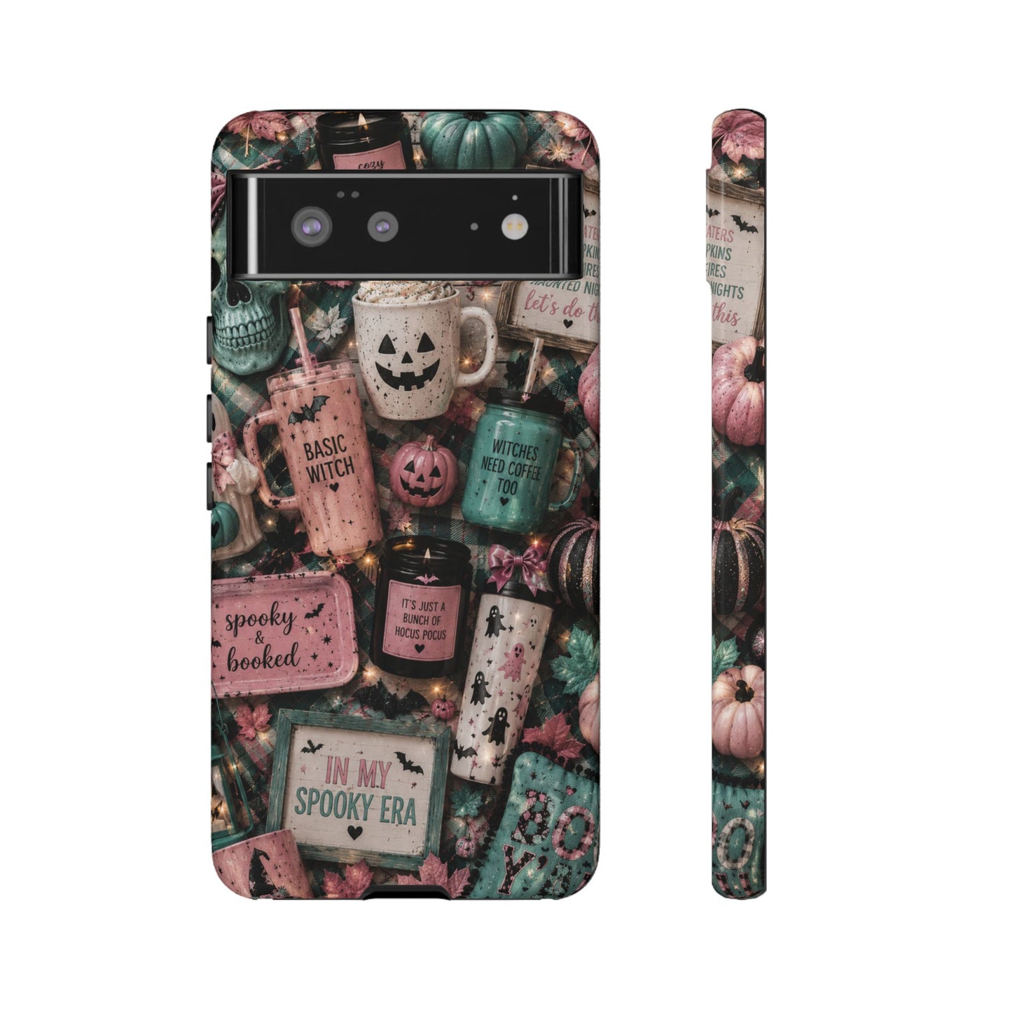 Sunflower Porch Co Spooky Mugs & Pumpkins Tough Cases | Halloween Collage Phone Case