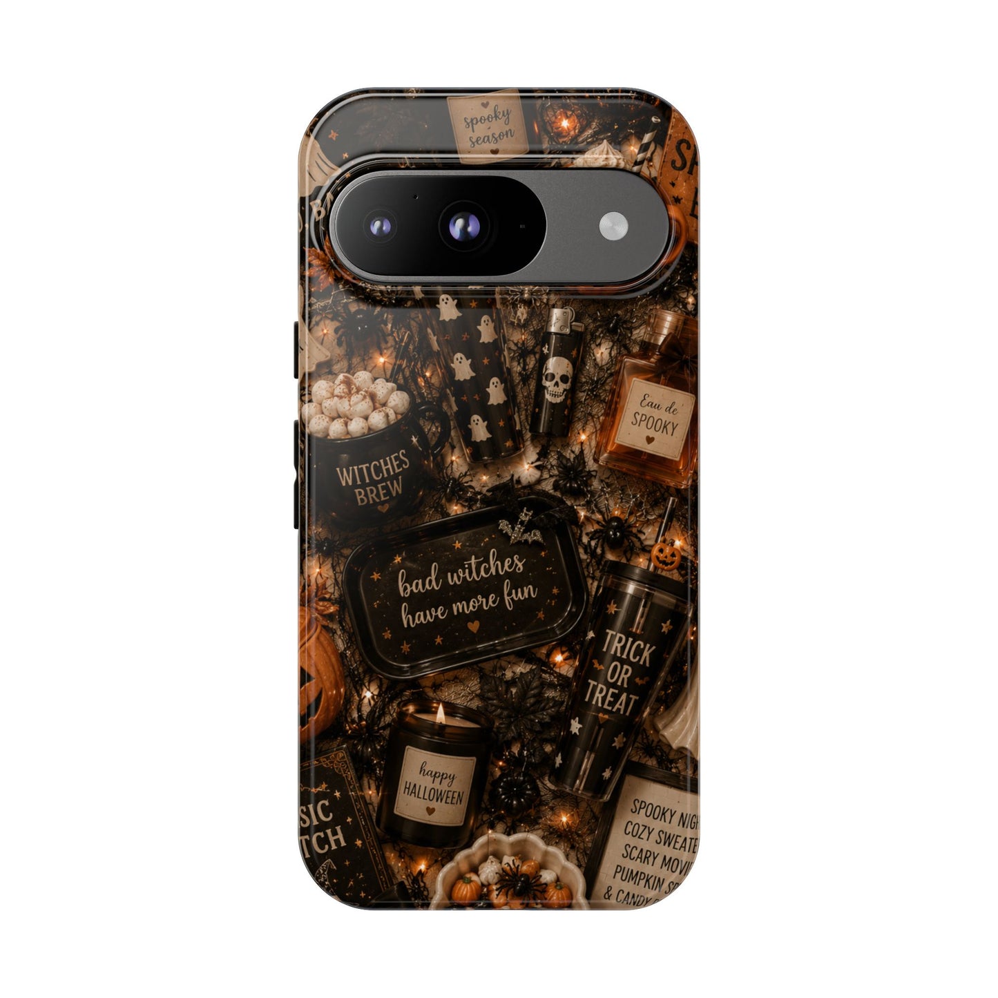Sunflower Porch Co Halloween Collage phone case | spooky pumpkin witchy design