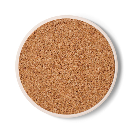 Yellow Sunflower on Buffalo Check Ceramic Coaster | Cork Back