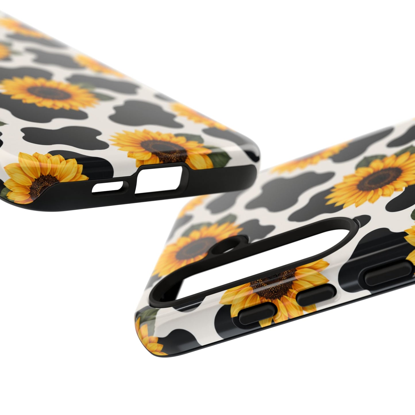 Sunflower Cow Print Tough Case | Phone Case, Floral Farm Animal Pattern