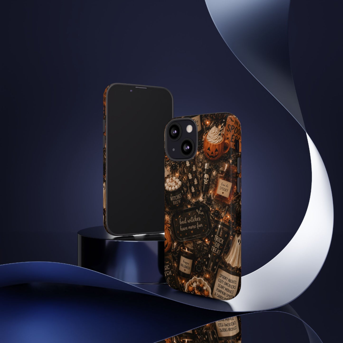 Sunflower Porch Co Halloween Collage phone case | spooky pumpkin witchy design