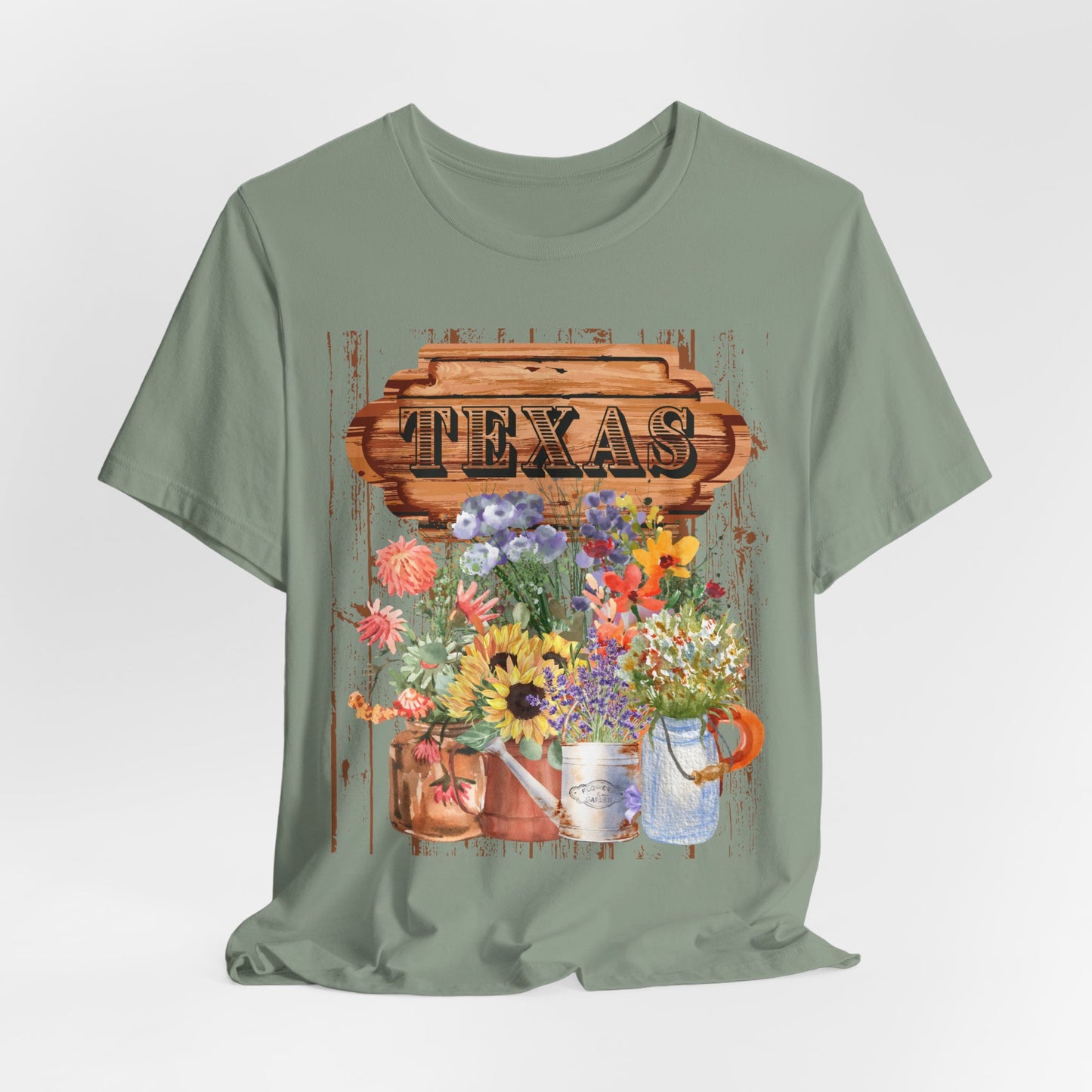 SunflowerPorchCo Texas Rustic Floral Sign T-Shirt | Sunflowers, Wildflowers, Vintage Wood