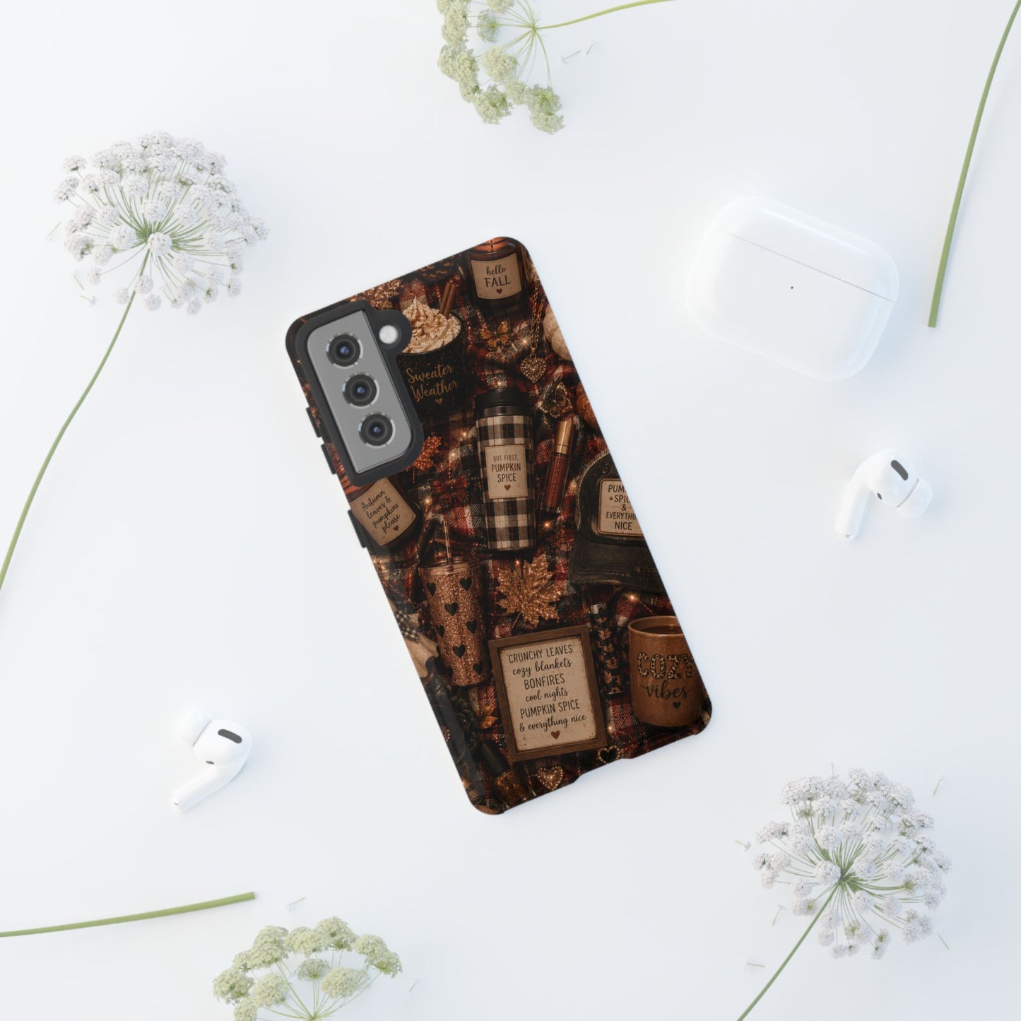 Sunflower Porch Co Cozy Pumpkin Spice Pattern Phone Case | Tough Cases